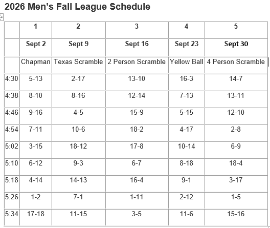 2026 mens fall leauge schedule snip
